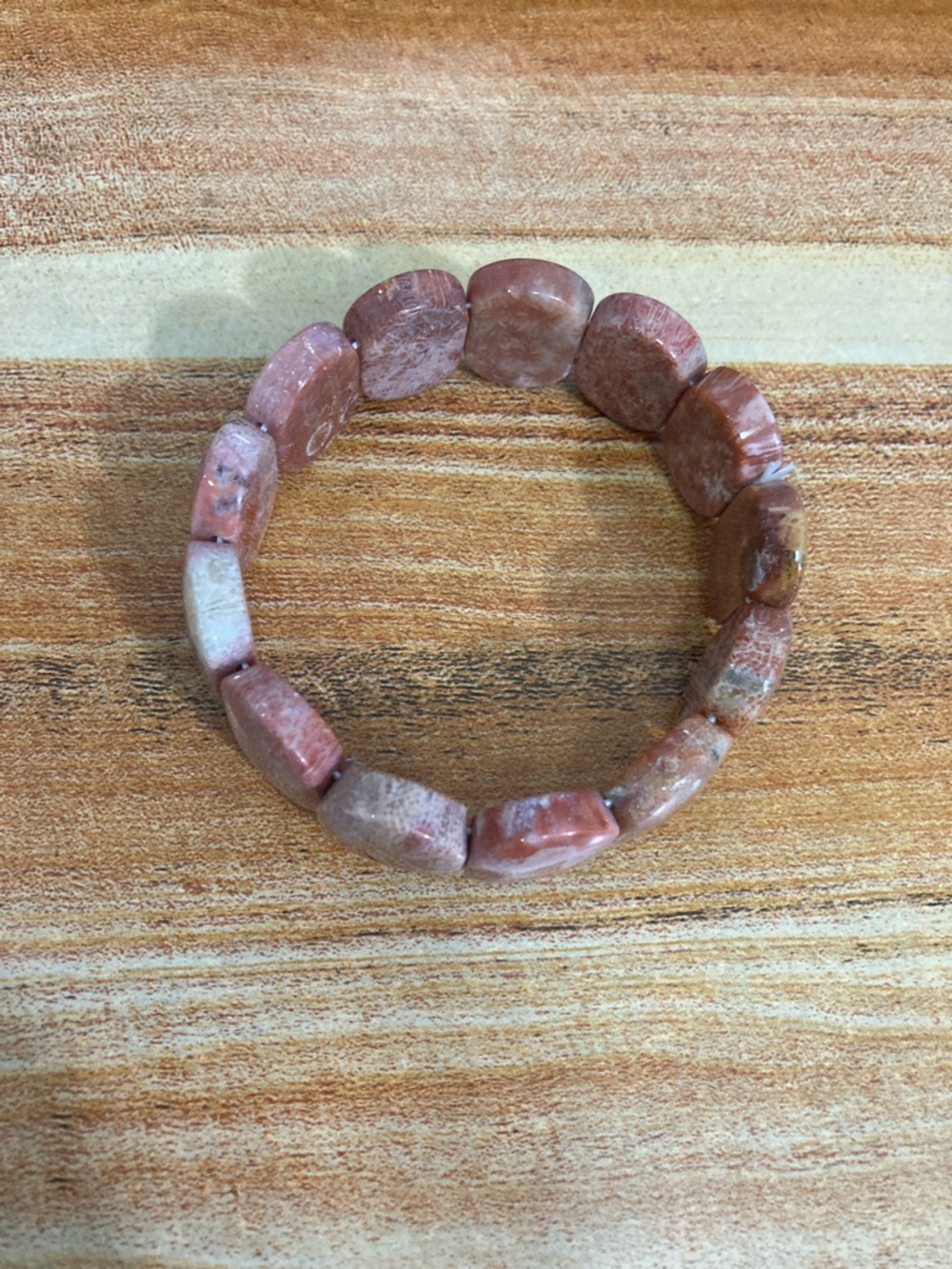 Natural Pink Jasper Stretch Bracelet - Unbranded